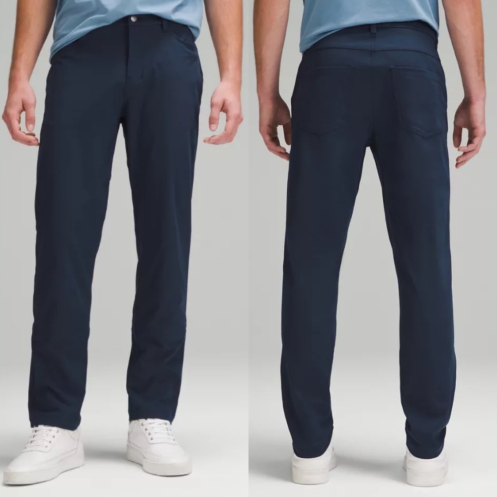 Lululemon ABC Classic Fit Navy Blue Warpstreme Pants Mens Sz 36 LM5ADES Trousers